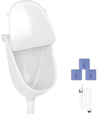 Wasserlose Urinal mit Deckel, Kunststoff Urinale für Männer mit Spülfunktion für den Außenbereich, Urinabscheider für Zuhause, Wohnheim, Garten, Wohnmobil, Geruchsneutrales Design(White)