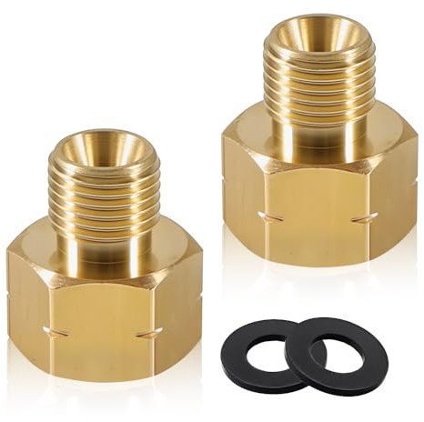 yotutun 2 Pezzi Adattatore a Gas GPL in Ottone, Adattatore Gas da 3/8 a 1/4 Connettore per Fornelli con Anello di Tenuta per Fornelli a Gas Fornello da Campeggio