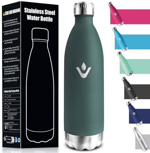 HoneyHolly Gourde Isotherme 1L, Sans BPA, Bouteille Isotherme, Acier Inoxydable 18/8, Gourde Sport, Étanche Double Isolation, Water Bottle pour Le Camping, Excursion, Courts Voyages