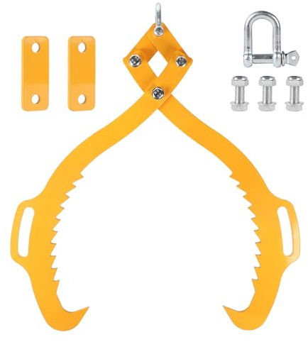 SWAWIS Pinza Forestale per Legna e Tronchi in Acciaio Legato, Pinze per Sollevamento di Tronchi Fino a 840mm, Capacità di Carico: 1200 kg, Aggrappatore per Legname per Impieghi Gravosi(Giallo)