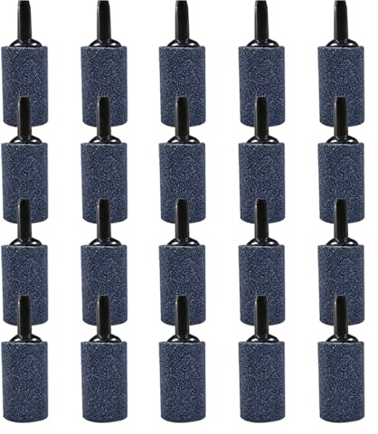 Melearch Piedras de aire de acuario de 1 pulgada, paquete de 20 piedras de burbujas para peceras, difusor de burbujas aireador, accesorios de bomba de aire, cilindro