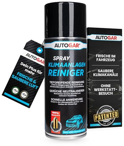 AUTOGAR KLIMA RENGÖRARE SPRAY 400 ml — frisk luft för bil, campare och hushåll — rengör ventilationskanaler för luftkonditionering — enkel användning med flexibel spraysond för riktad rengöring