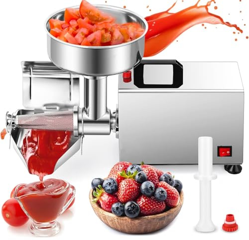 BOOZXCV Filtratore di pomodori Elettrico Commerciale, pressa e preparatore di Salsa in Acciaio Inossidabile, Ideale per Salsa di Pomodoro, Fragole, mirtilli Fatta in casa, 220V (220v)