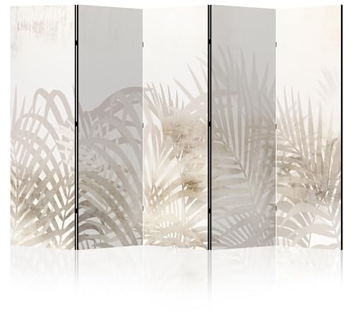 LUMASOUL Biombo Separador de Ambientes Unilateral - Plantas Motivo - Biombos Separadores de 5 Paneles - Biombos Decorativos para Divisor Ambientes - Tropical 225x172 cm