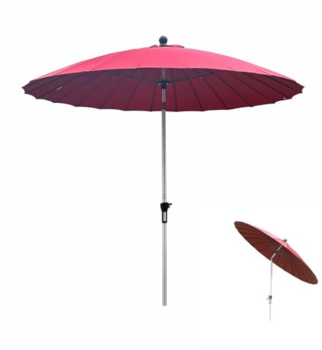 QYYZTQY Rotondo piedi/250 cm con inclinazione a Pulsante e 24 Stecche in Fibra di Vetro Ombrellone da Giardino per terrazza, Prato, Cortile, Cacca