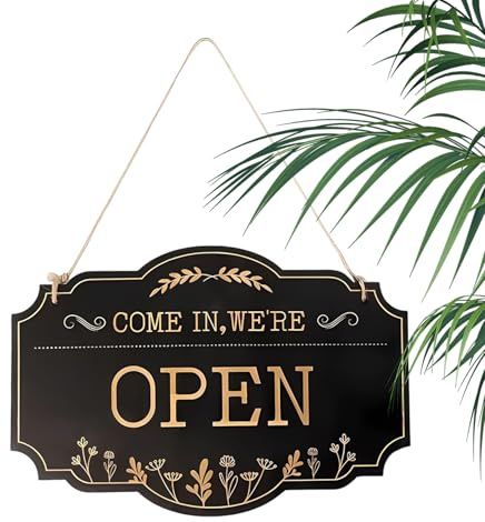 Panel Abierto Cerrado,Cartel Retro Pintado A Mano Alzada,Muestra de Comercio Abierto y Cerrado - para Estudiantes Adultos Oficina Interior Tienda Al Aire Libre