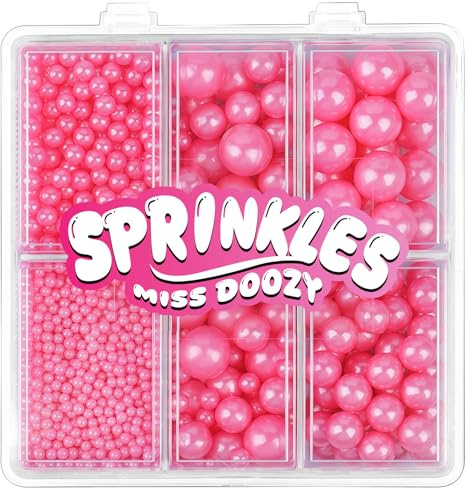 Perles Comestible de Sucre Rose(130g) - 4 Tailles de Perles pour Décor de Gâteaux, Cupcakes & Biscuits - Idéal pour Mariages, Anniversaires, Halloween, Noël, Sprinkles