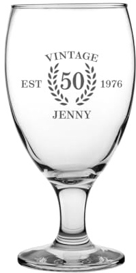 Personalised Engraved Tulip Beer Glass – Custom Name, Message or Logo – Pint Glass Gift for Mum, Dad, Birthdays, Christmas, Father’s Day – Custom Beer Glass 16oz (PERSONALISED MILESTON)