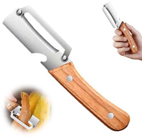 Multi-Functional Vegetable Peeler for Kitchen, 2026 New Stainless Steel Peeler with Wooden Handle and Bottle Opener, Kitchen Tool for Fruit Veggie Pumpkin, Gifts for Mom (1PC)