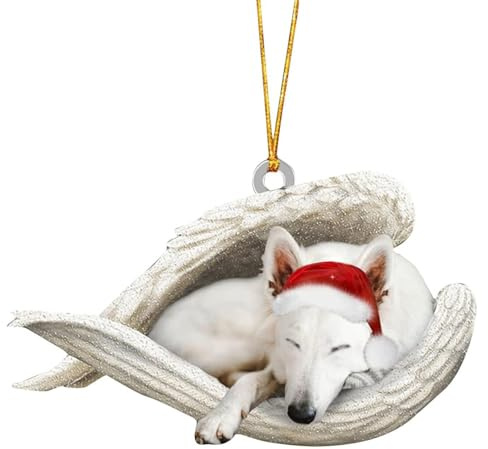 YTtkku Auto Innendekoration, bruchsicherer Acryl Engel, Hund, hängende Verzierung für Weihnachtsbaum, Kranz, Fahrzeug Innenräume, Festival, Auto Innendekoration