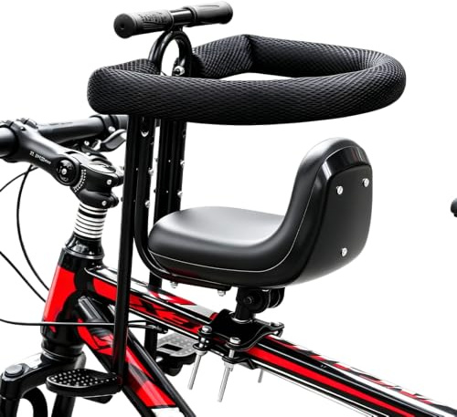 Foreverup Siège Enfant de Vélo Avant, Siège de Vélo pour Enfant, Siege Velo Enfant Soutien et Pédales de Pied, Charge 40 kg, Siège Avant pour vélo électrique, VTT et Vélos de Ville