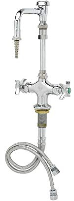 T&S Brass BL-5700-09 Vacuum Breaker Swing Nozzle Serrated Tip Laboratory Mixing Faucet with 4-Inch Spreader Assembly