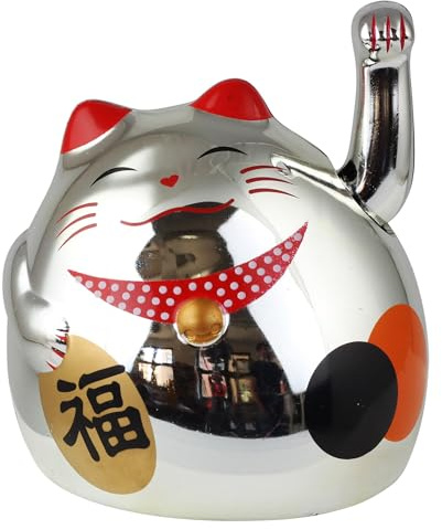 Freak Scene Glückskatze - Maneki-Neko - rundliche Winkekatze 8 cm - Silber