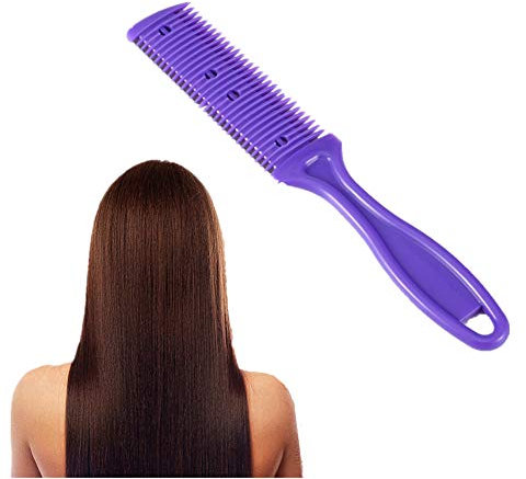 Yosoo Pettine per capelli professionali, tagliacapelli fai da te, pettine per capelli, doppio lato, forbici da taglio fine tagli di taglio viola