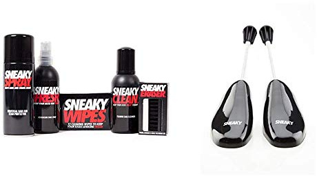 Sneaky Complete Shoe Care Kit - shoe trainer and suede protector spray cleaning kit & Trees - shoe shapers and no more creased toe boxes - 1 pair