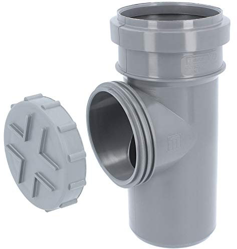 PP Reinigungsrohr Revisionsrohr Ø DN 75 mm Grau HT-Rohr mit Revisionsöffnung Gummidichtringen Schraubverschluss | Abflussrohr Dachrinne Regenrohr Heißwasser Chemische Beständigkeit Abwasserrohr