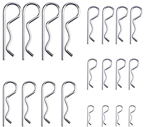 LUTER 20 Pièces R Clips Goupilles de Retenue, Kit d'assortiment de Goupilles d'attelage à Goupille Fendue Robuste Plaqué Zinc pour Systèmes de Verrouillage de Camion de Remorquage, M1.2-M3.5