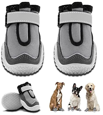 Hcpet Hundeschuhe für große Hunde, Hundeschuhe für heißen Bürgersteig im Winter, Schnee, Pfotenschutz, Hundeschuhe für Komfort und Atmungsaktivität, Outdoor-Stiefel für kleine, mittelgroße Hunde zum