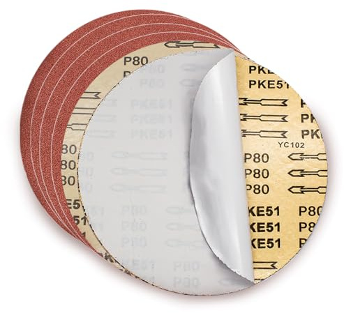 FEIHU 30 stycken självhäftande skivor röd Ø 230 mm kornstorlek 5 x P60, P80, P120, P180, P240, P320för bandslipmaskiner | tallriksslipmaskin | bandtallriksslipmaskin (PSA-sandpapper)