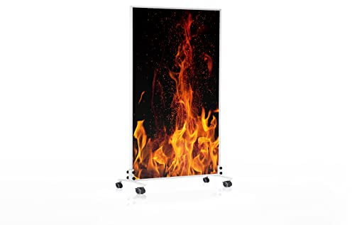 Könighaus Bildheizung Standgerät 1000 Watt - Thermostat | 14-26 m², Motiv: Lagerfeuer, mobile Standheizung, Standfüße, in 2 min warm