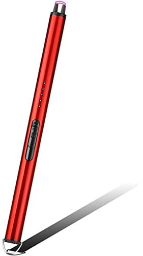 Encendedor de Vela eléctrica, Recargable Barbacoa Encendedor, DIRIGIÓ Interruptor de Seguridad de Pantalla de batería Encendedor for Acampar al Aire Libre de Vela Barbacoa Cocinando (Color : Red)