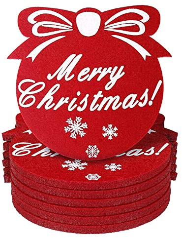ZZLBZN Christmas Coasters, 4 Pack Xmas Coasters Cup Mats Wine Tea Coffee Milk Mats Gift for Christmas Party Holiday Wedding Dinner Decoration