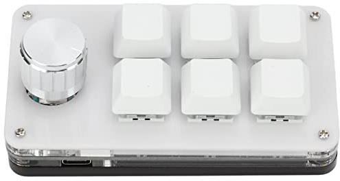 OSU-Tastatur, 6-Tasten-Knopffunktion, Typ C zu USB-Schnittstelle, Staubdichter Blauer Schalter, Programmier-Makro-Tastatur für für OS X (Schwarz und weiß)