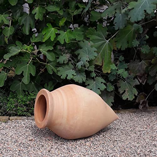 Palatina verkstad exklusiv terrakotta amfora liggande vitex 60 cm – 100 % handgjord unik – ge din trädgård och inomhus oemotståndlig charm