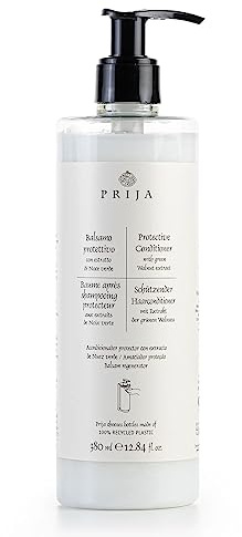 Prija Vegan Conditioner 380ml mit grünem Walnuss-Extrakt - Cremiger Schutzbalsam für alle Haartypen - Dermatologisch getestet, Made in Italy - 100% Recycelbar