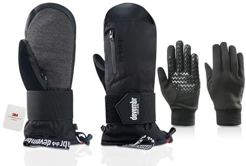 devembr Advanced Ski-Fäustlinge mit Handgelenkschutz und Herausnehmbarem Innenfutter, S