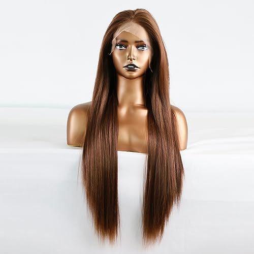 Greenmirr Yaki Braune Lace Front Perücke 13x4 Lace 24In