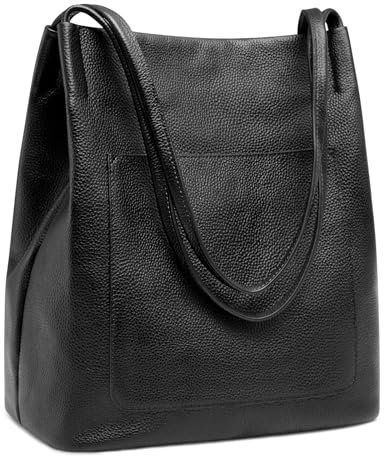 Kattee Schultertaschen aus Leder für Damen weiche Geldbörsen und Handtaschen mit Magnetischem Druckknopfverschluss Oben