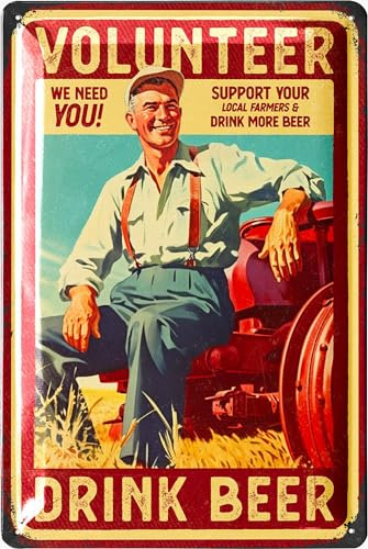 LANOLU Blechschilder Retro BIER FÜR BAUERN - Landwirtschaft Schild, Biergarten Schild, Geschenk Bierliebhaber, Vintage Blechschilder, Blechschilder Bier, Metallschilder mit Sprüchen 20x30cm