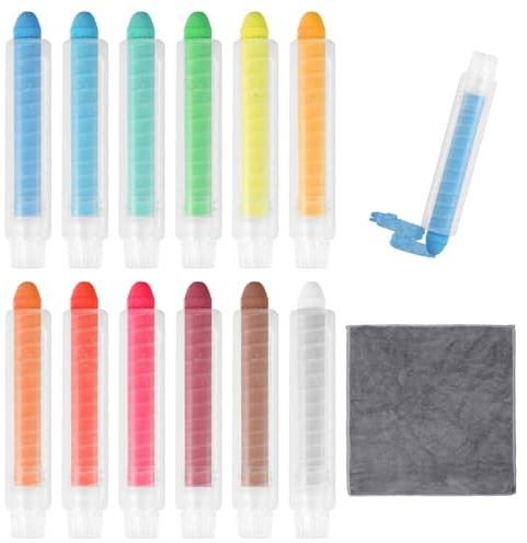 NyxSeat 12 Gessetti Idrosolubili Con Asciugamano - Senza Polvere, Spinner, Regolabili - Matite Colorate per Bambini