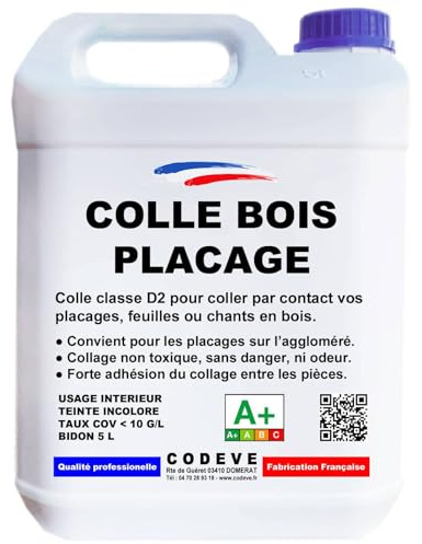 Colle Placage Bois - Codeve Bois - 20L - Intérieur - Pour L'assemblage Par Contact De Votre Placage, Feuille Ou Chant En Bois.