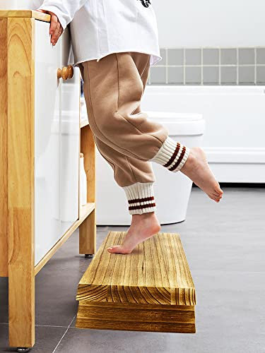 Tritthocker aus Holz, Solider Tragbarer Tritthocker aus Holz für Den Nachttisch, Tritthocker in Küchenhöhe, Kleiner Tritthocker für Küche/Badezimmer für Kleinkinder, Rutschfester Tritthocker(#1)
