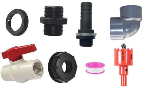 1 Zoll (25mm) Regentonnen Verbindungsset, 50cm Eindicken Verbindungsschlauch, 1 Schlauchstutzen 25mm Gerade und Krümmer Regentonnenverbindung Für Regentonne, Wassertanks, Zisternen