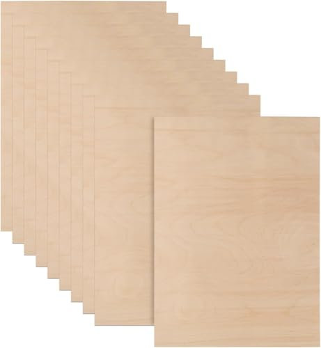 SHUESS 10 placas de madera, madera sin tratar, madera de tilo, madera contrachapada, 420 x 300 x 3 mm, placas de madera contrachapada de 3 mm, aglomerado para manualidades, modelismo, grabado láser,