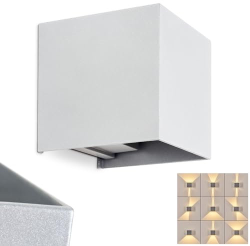 HOFSTEIN LED Außenwandleuchte Tamarin, moderne Wandlampe aus Metall in Grau/Silber, Wandleuchte außen mit verstellbarem Up&Down Lichteffekt für Terrasse/Haustür/Hof, 6 W, 350 Lumen, 3000 Kelvin, IP54