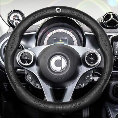 Coprivolante per Auto, Antiscivolo Traspirante In Microfibra Coprivolante per Auto In Pelle per Accessori Interni Copri Volante per Auto Nero 38cm per Benz Smart 450 451 453 Fortwo Forfour