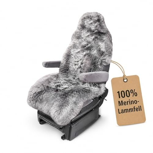 Leibersperger Lammfell Autositzauflage – Atmungsaktiver Schonbezug für Wohnmobile & Camper – 145 cm (Anthrazit)