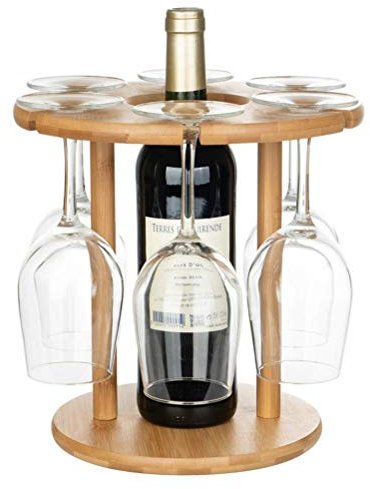 Wine Rack,Detachable Wine Rack Wood Wine Glass Holder Bamboo Tabletop Wine Glass Drying Racks Camping for 6 Glass and 1 Wine Bottle To pursue happiness