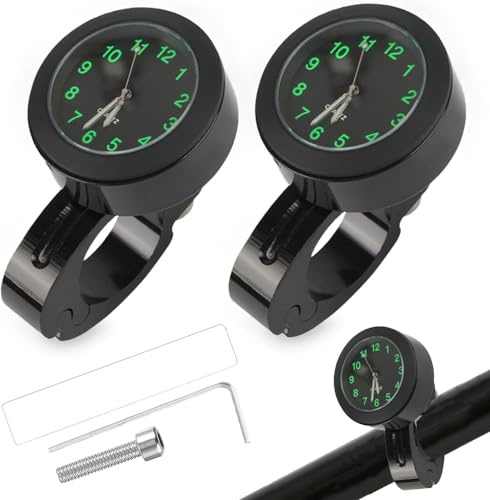 2 pcs Motorraduhr,Motorraduhr für Lenker Wasserdicht,Fahrraduhr für Lenker,Digitaluhr Lenkeruhr,Motorrad Lenkeruhr,Lenkeruhr Motorrad,Motorrad-Uhren,Lenkerhalterung Uhr für Motorräder Elektrofahrzeuge