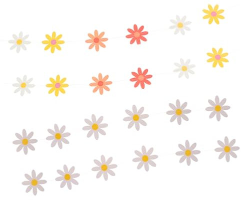 VICASKY 4 Stücke Daisy Girlande Party Banner Künstliche Daisy Hängen Banner Für Geburtstag Dekorationen