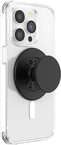 PopSockets PopGrip for MagSafe, Magnetic Phone Grip & Stand, Swappable Top, Secure Grip for iPhone MagSafe Cases, Kickstand for Hands-Free Viewing, Wireless Charging Compatible - Black