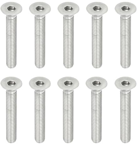 PATIKIL M6x40mm Flachkopf Senkschrauben mit Innensechskant Set, 10 Stück 6,8 Stärke 304 Edelstahl 18-8 Senkkopfschrauben mit Vollgewinde, Metrisch Flachkopfschrauben für Industrie Büro