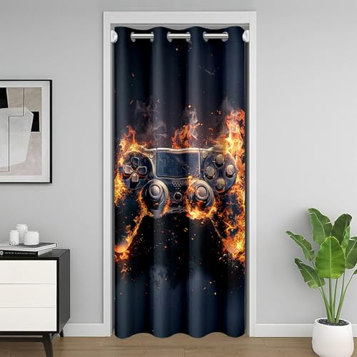 Loussiesd Gamer Türvorhang 86x203cm Teen BoyDekor Vorhang für Innentür Raumteiler Joystick Vorhang für Tür Privatsphäre Spark Türen mit Windows GameDekor
