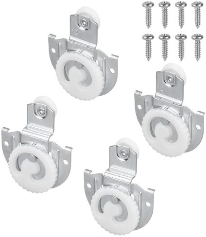 4pcs Kit de Roulettes pour Porte de Placard Coulissante, Ensemble de Quincaillerie pour Porte de Garde-Robe Coulissante avec Vis Lisse et Silencieux pour Armoire de Chambre à Coucher
