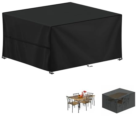 LAMUNI Abdeckung für Gartenmöbel, Wasserdicht Abdeckplane Gartenmöbel, 420D Oxford Gewebe Loungemöbel Abdeckung, Winterfest Schutzhülle für Sitzgruppe, Gartenlounge, Rattanmöbel, 120x100x75cm