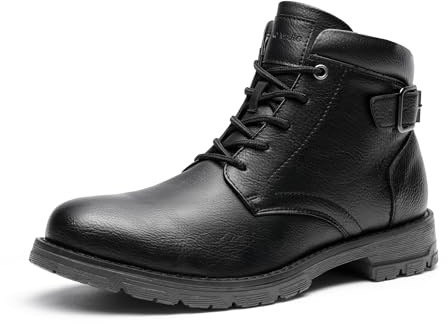 Bruno Marc Stivali da Moto Uomo, Allacciatura con Lacci e Cerniera, Plantare Anatomico e Design Robusto,Size 42,Nero,BMEMAB2502